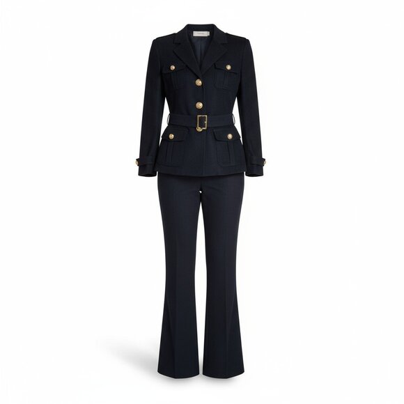 Tahari Arthur S. Levine Black 2-Piece Pant Suit Blazer & Wide Leg Trousers – 12 - Picture 1 of 9